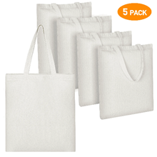 5 Pack Canvas Tote Bags, 15