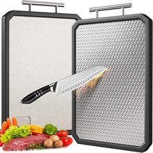 Cutting Board Double Sided, Large Size 15.75”×11”, 304 Stainless Steel Cutting Board