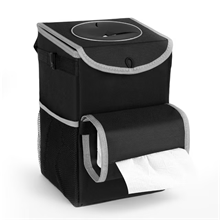 Car Trash Can with Lid and Storage Pockets, Leakproof Organizer, Waterproof Garbage Can for Vehicle